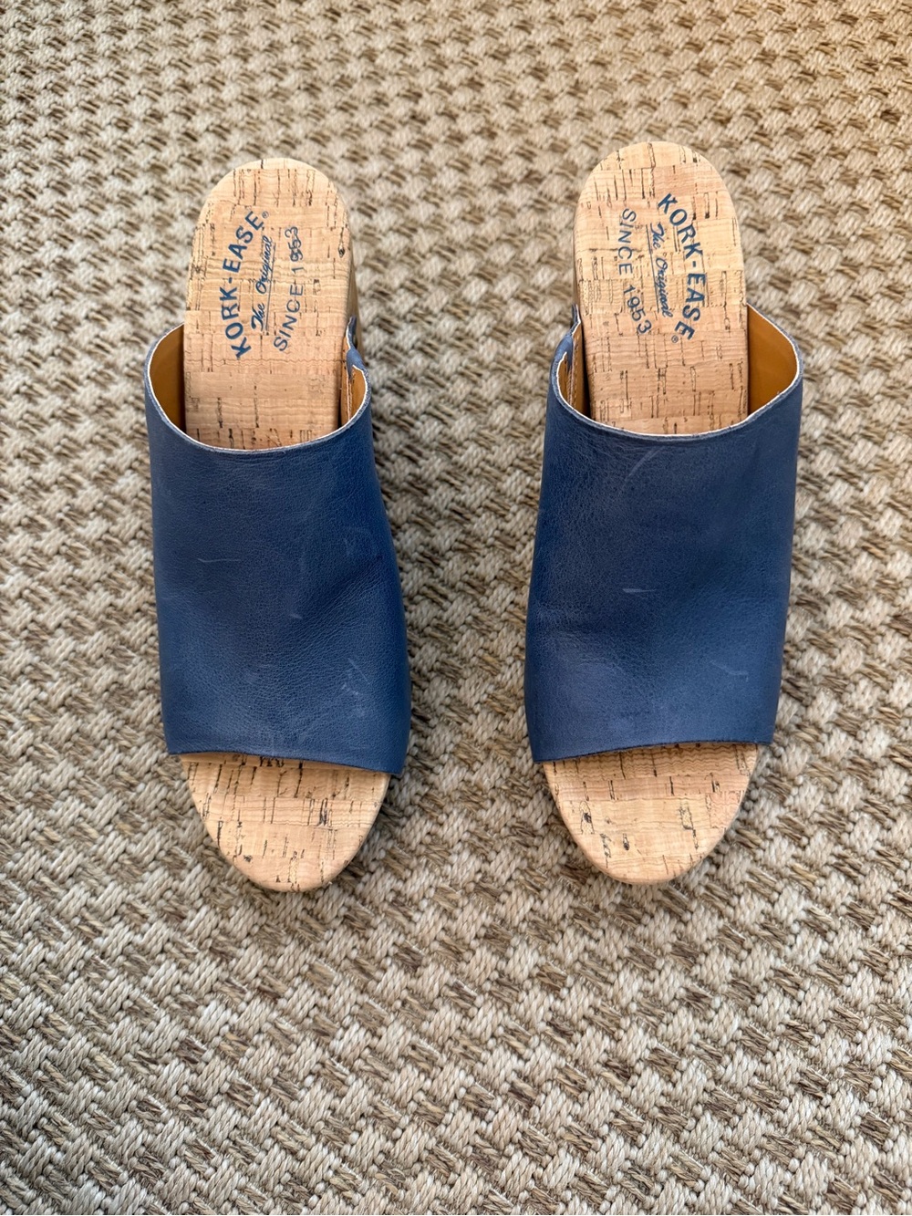Kork-Ease Navy Leather Cork Slide Mules